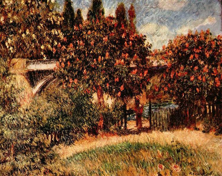 Pierre-Auguste Renoir Eisenbahnbrucke von Chatou Spain oil painting art